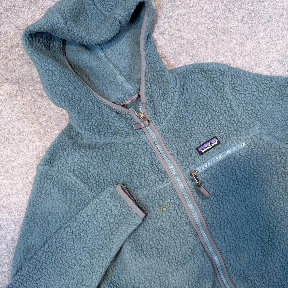 Patagonia Jacket Womens XS Green Retro Pile Fleece Hooded Full Zip STY22806 - Picture 1 of 10